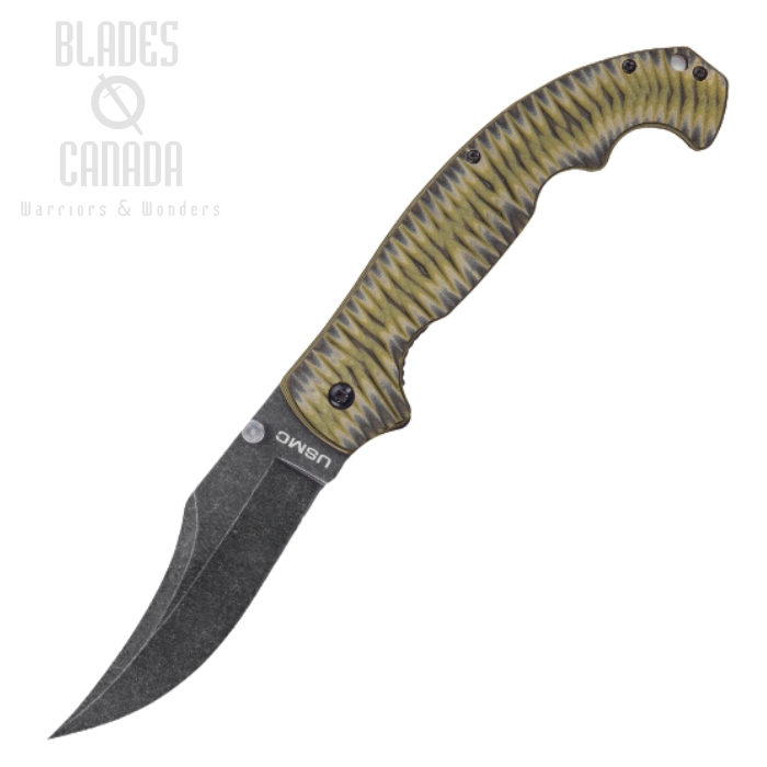 UC USMC Fallout Flipper Folding Knife, Assisted Opening, G10 Green/Black, UC3291